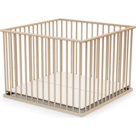 Les Tendances – Parc bébé en bois 100 x 100 cm – Fond réglable 3 hauteurs – Hêtre massif durable – Conformité EN 12227:2010 (1/3)