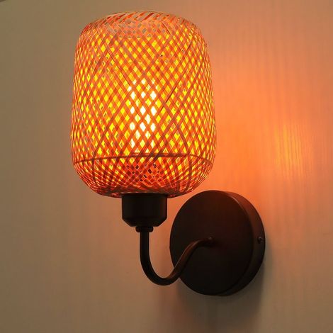 Applique Murale Intérieur Lampe Murale en Bambou Applique de Mur Industrielle Rétro Rustique E27 pour Salon Couloir Balcon Entrée Escalier (1/5)