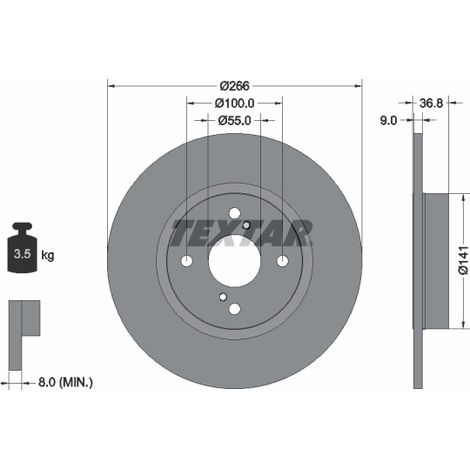 Lot de 2 Disques de frein Textar 92169203 HOLDEN 4243112150 4243112170