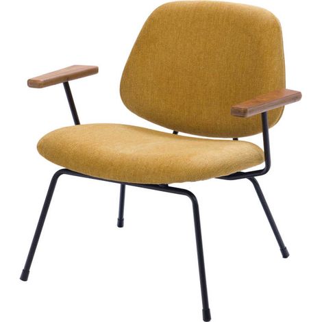 Amadeus - Fauteuil en tissu jaune et bois Arnold (1/4)
