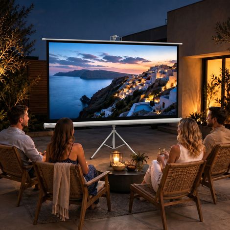 Écran de Projection avec Ttrépied Pliable 84 Pouces 4K HD 16:9, 200Lcm, Écran Vidéoprojecteur Portable, Hauteur Réglable (1/5)