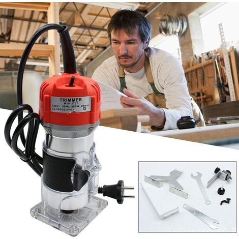 Fresadora de Madera Compacta 800W, Desmoladora de madera 30000r/min, Fresadora de Mano Portátil Para, Trabajar la Madera Fresadora Eléctrica, Diámetro de corte 6,35 mm