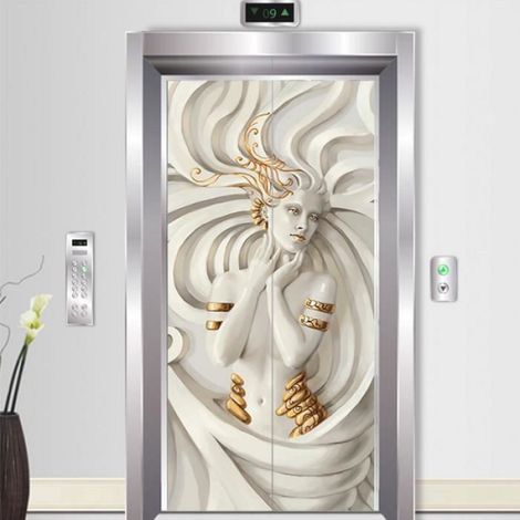 Stickers Porte Chambre 3D, Autocollants de Porte Stéréo 3D- Déesse, Papier Peint Adhesif Porte Trompe l'oeil Mural 88 x 200 cm (1/4)