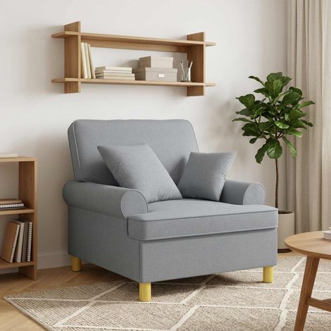vidaXL Fauteuil XL avec coussins Gris clair Tissu (1/5)