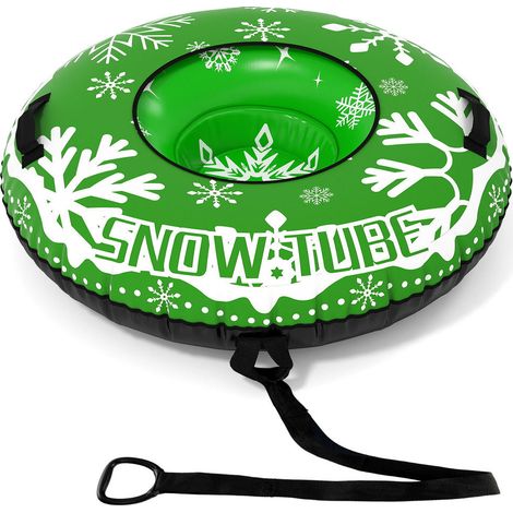 42" Heavy-duty Inflatable Snow Tube with Detachable Tow Strap-Green (1/5)