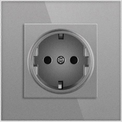 Interrupteur à bouton mécanique 1/2 poste 1 voie, prise murale électrique, prise TV CAT6, interrupteur à panneau de verre (1/5)