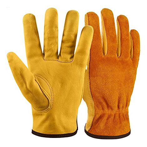 Arbeitshandschuhe Herren und Damen – Gartenhandschuhe Dornenfest aus Leder – schützende Handschuhe für Garten, Baustelle und Holzarbeiten – robust, atmungsaktiv, mit starkem Grip - Medium