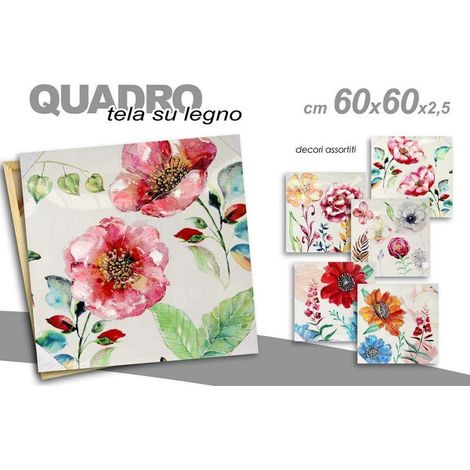 TRADE SHOP - Quadro Quadretto Decorativo 60x60x2,5cm Tela Su Legno Deluxe Decori Ass. 723643 - (1/3)