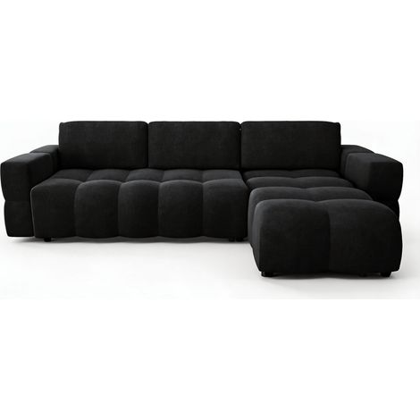 Canapé d'angle droit convertible 5 places en velours anthracite foncé GABRIEL (1/5)