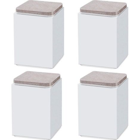 (Blanc 10 cm) 4 pieds de support de meuble, rehausseur autocollant en acier au carbone, carré 6 x 6 cm, pour canapé, lit, meuble TV, rehausseur de meuble, hauteur 5 cm/10 cm, noir/bla (1/3)