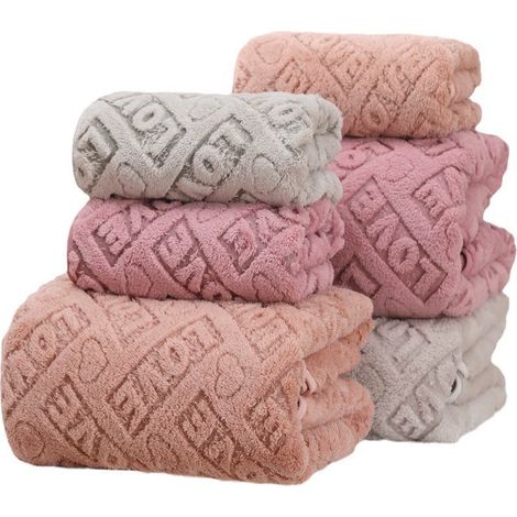 Filiyano-Serviette douce et confortable en polaire corail 40 x 80 cm + serviette de bain 80 x 160 cm, orange (1/2)
