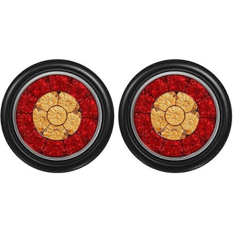 2 feux arrière ronds à LED rouges/ambre de 4 pouces pour camion/remorque, feux stop, clignotants et feux de freinage arrière. (1/5)