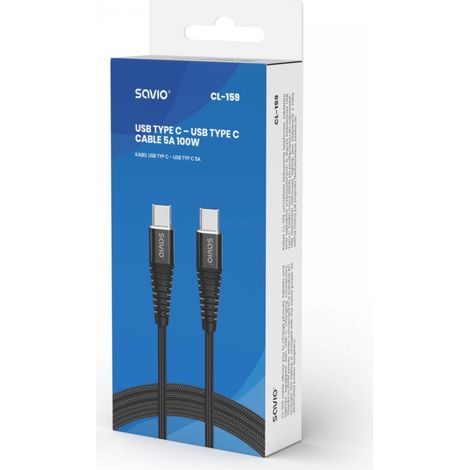 CABLE USB-C A USB-C SAVIO 5A 1M CL-159 (1/4)