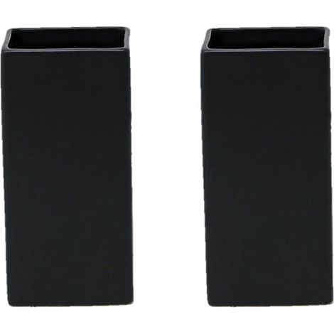 Lot de 2 vases carrés en céramique Noir Mat – Vase carré Noir Moderne ajoute Un Look élégant à n'importe Quel Espace, Utilisation pour la décoration de la Maison, Les centres de (1/5)