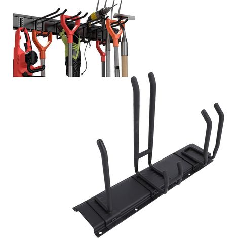 Porte-Outils Mural avec 3 Rails et 7 Crochets, Organisateur d'Atelier, Capacité 150 Kg, pour Garage, Jardin, Cour, Abri de Jardin (1/5)