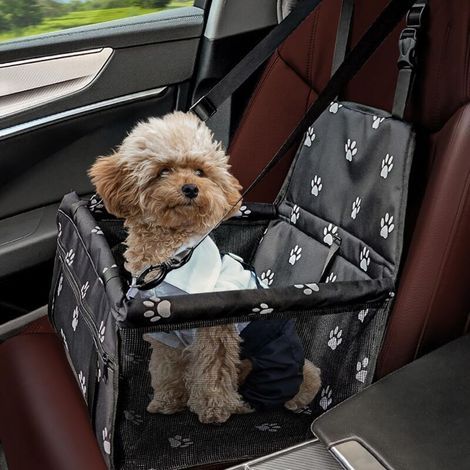Panier Chien Voiture, Oxford Respirant Lavable Siege pour Chien Auto, Pliable Caisse Transport Chien pour Petits Animaux de Compagnie, Écurie Siege Chien Voiture Taille Dépliée 40 32 24cm (1/4)