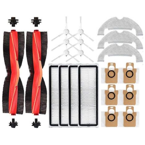 Pièces de rechange pour aspirateur robot Xiaomi X10 B102GL : brosse principale lavable, filtre HEPA, lingette de nettoyage et sac à poussière.