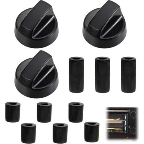 Bouton Gazinière Universel 3 Pièces + 9 Adaptateurs En Plastique, Diamètre Intérieur 6Mm Et 8Mm Pour Fours Et Plaques De Cuisson (1/5)
