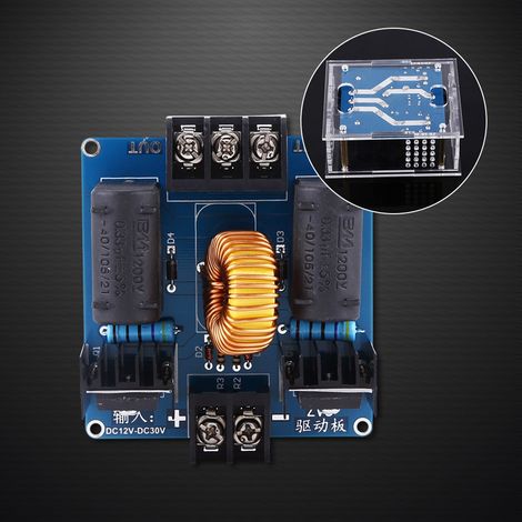 Alimentation pour bobine Tesla ZVS, carte de commande pour générateur haute tension, module de chauffage par induction, composants ZVS + boîtier (1/4)