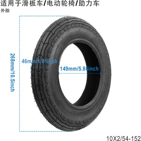 Pneus gonflables 10x2/54-152 pour trottinettes électriques, vélos et draisiennes de 10 pouces. (1/5)