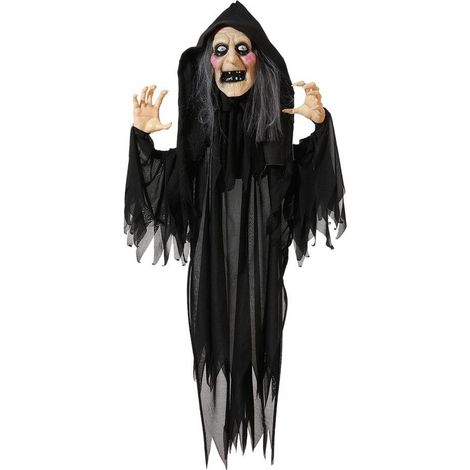 BigBuy Atosa Strega Con Gancio Decorazione Halloween Animata Nera