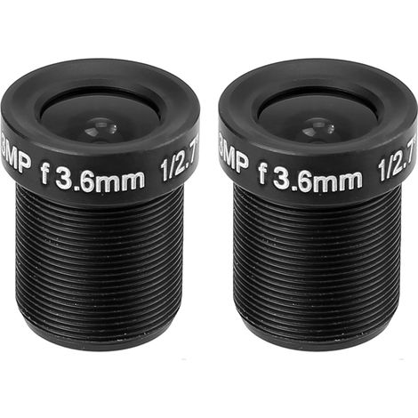 Lot de 2 Lentilles CCTV 3.6mm 3MP HD Large Angle Noir pour Caméra de Sécurité (1/5)