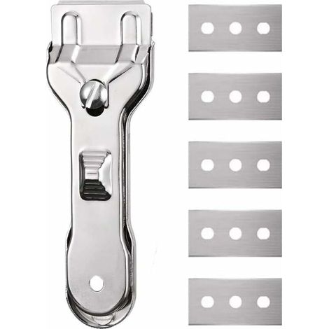EASYCOMFORT Verre Grattoir, Grattoir Plaque à Induction, Grattoir Céramique, Grattoir pour Plaque Vitrocéramique, avec 5 Lames Rechange, pour Enlever les Autocollants, les Décorateurs et la Peinture (1/5)