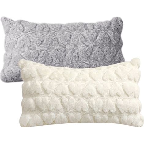 Lot de 2 housses de coussin décoratives  Love  45 x 45 cm, douces et moelleuses, style champêtre, pour la décoration de votre maison au printemps et pendant les fêtes. (1/5)