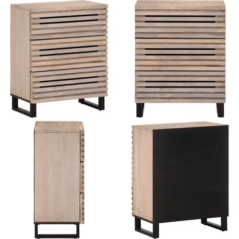 Buffet blanc 60x34x75 cm bois massif de manguier - Buffet - Meuble De Rangement - Commode - Mobilier Industriel - Design Scandinave - Home & Living (1/5)