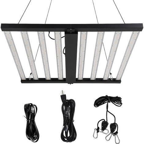 Lampe de croissance LED plein spectre 8 barres pliable variable 1000W 120x120cm plantes indoor légumes 230V (1/5)