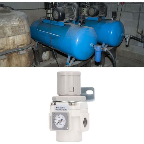 Régulateur de pression d'air AR30-03 avec vanne miniature de contrôle d'air pour compresseurs d'air ou outils pneumatiques - Filetage d'entrée/sortie G3/8 pouce (1/5)