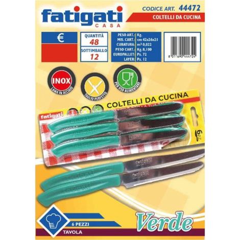 Coltelli Cucina 6Pz Verde 44472 Fat.