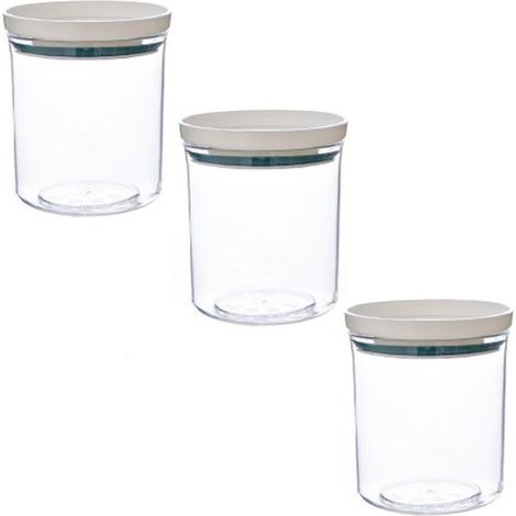 Boîtes de conservation alimentaire - Bocaux en verre empilables - Pour pâtes, riz, farine, café, thé, céréales - Lot de 6 (1/5)