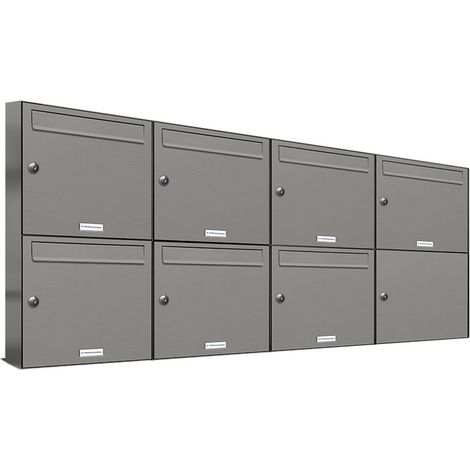 7er Premium Briefkasten Aluminiumgrau RAL Farbe 9007 für Außen Wand Postkasten 4x2 (1/5)