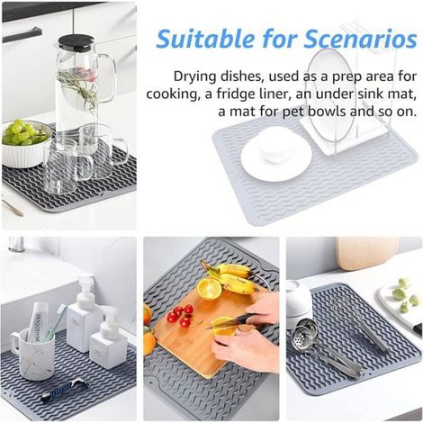 Tapis De Séchage Vaisselle - Silicone Alimentaire - Résistant À La Chaleur Jusqu'à 220 °C - Pour Cuisine Et Lave-Vaisselle - 30 X 40 Cm - 1 Pièce (1/5)