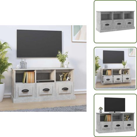Meuble TV gris béton 100x35x50 cm bois d'ingénierie - Meubles Tv - Meuble Tv - Support Tv - Unité Tv - Meuble Salle Séjour (1/5)