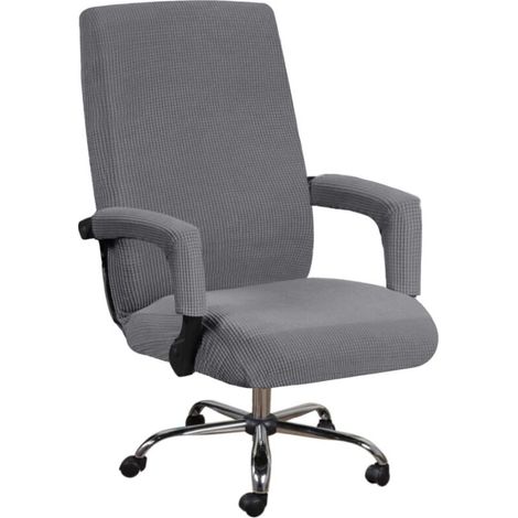 Housse pour chaise de bureau,housse de chaise rotative,housse de chaise extensible en tissu élastique amovible avec housse d'accoudoir 2 pièces,protection de housse de chaise pour chaise de bureau--L, (1/4)