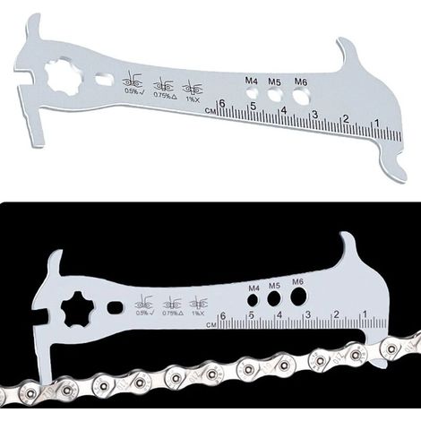 D'usure Chaine de Vélo Indicateur d'usure Outil Règle Réparation Inoxydable Jauge de Chaîne Vérificateur Indicateur d'usure pour Bicyclettes. (1/5)
