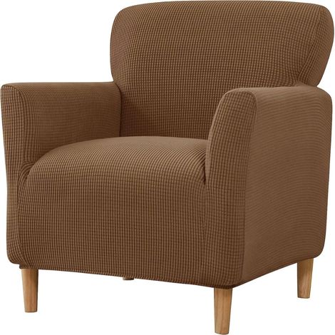 Funda pequeña para sofá, confeccionada en pana elástica de color marrón oscuro, extraíble y lavable, para sillas de baño (también apta para oficina, salón o bar). (1/5)