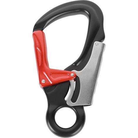 Eosnow 35KN Kletterkarabiner-Clips D-frmige robuste Karabiner zum Abseilen von Felsen, Bergsteigen, Schwarz, Rot (1/5)