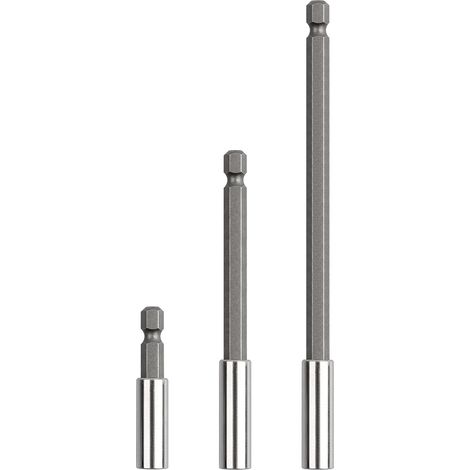 Magnetic screwdriver bit extension rods, hexagonal handles, 60mm, 100mm, 150mm, 3-pack (1/4 inch)