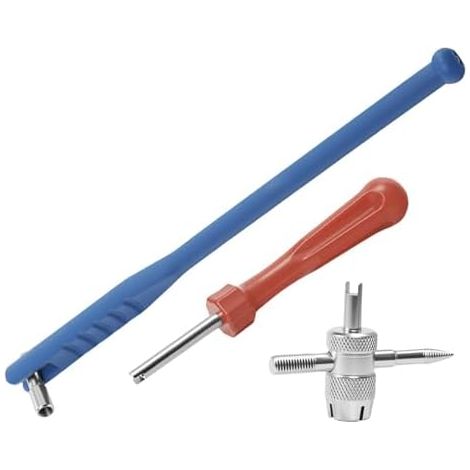 Outil de retrait tige valve pneu Clé démontage volant d'inertie en métal Kit d'outils réparation pneus – pour moto, voiture, camion, remorque, atelier, garage, vélo - (1/5)