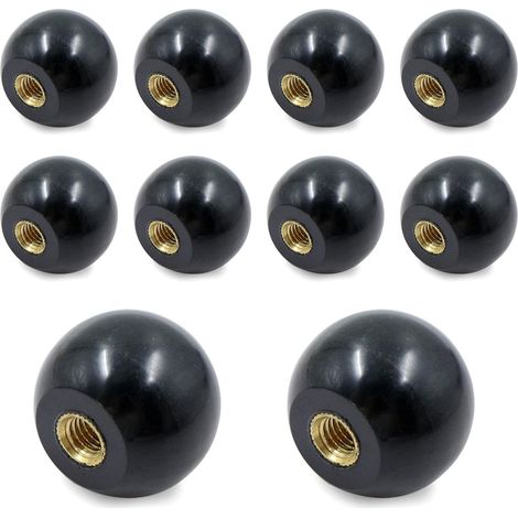 Kugelhebelknopf – 10 Stück M6  25 mm Isoliergriff, schwarzer Bakelit-Kugelhebelknopf, runde Kupfermutter mit Innengewinde, universelles Zubehör für Werkzeugmaschinen