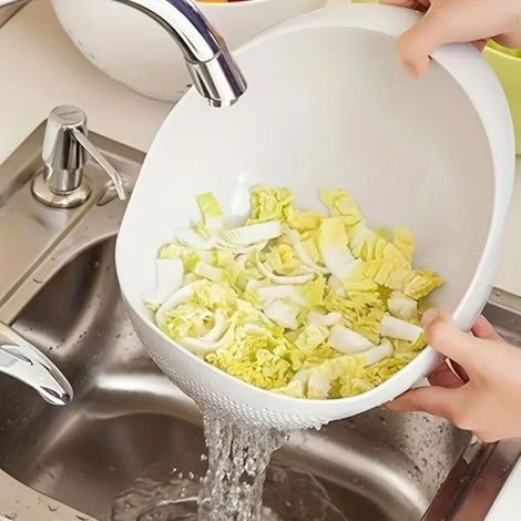 Panier de lavage et d'égouttage multifonction 1 pièce – En plastique alimentaire avec trous de drainage pour un égouttage efficace (1/5)