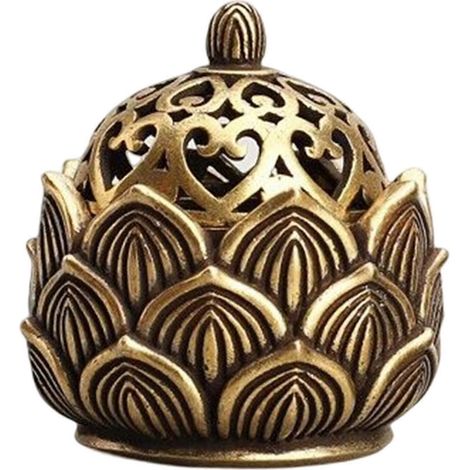 Brûleur d'encens rétro en forme de lotus, pour cônes et spirales d'encens.-4.4cmx3.1cm (1/5)