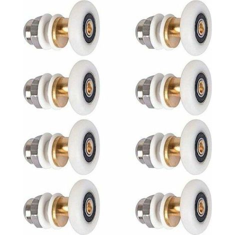 Roulette Porte Douche, Roulettes de Porte Coulissante Cabine de Douche Porte Poulies Roue de Rechange pour Rouleau avec Diamètre de Roues 27mm, 8 Pièces (1/4)