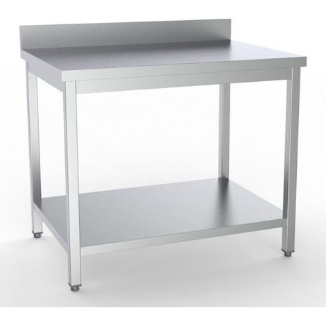 Table Inox de Travail avec Dosseret Gamme 700 - Largeur 1600 mm - Combisteel