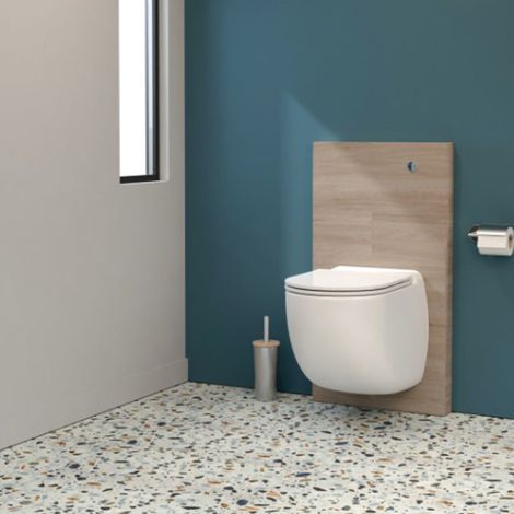 Watermatic – Cuvette suspendue avec broyeur intégré – Dimensions 370x519x430mm – Châssis autoportant – Broyage par râpe – Finition enduit blanc (1/2)