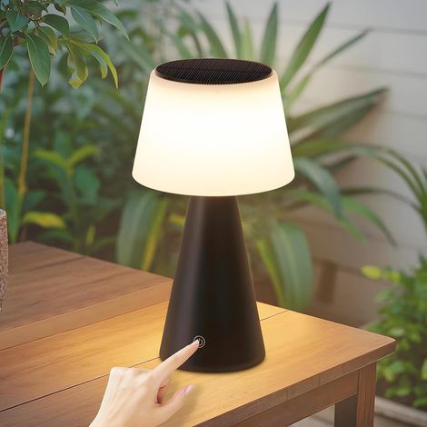 GBLY Lámpara de mesa solar con batería recargable - Lámpara de noche inalámbrica de 3600 mAh, lámpara de mesa LED recargable, regulador táctil, lámpara negra con batería USB, para exteriores