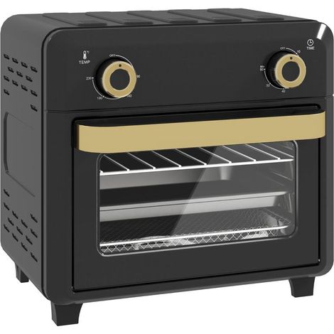 Mini-four à convection, friteuse à air chaud, minuterie, éclairage intérieur, 10 L, noir, polyvalent, température réglable, minuterie précise, pour